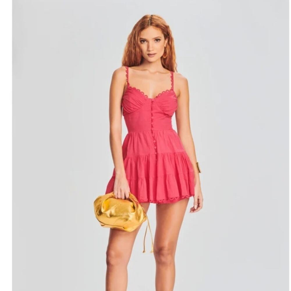 Charo Ruiz Ibiza Angy Cotton Mini Dress - Solid Fuchsia - Size Small